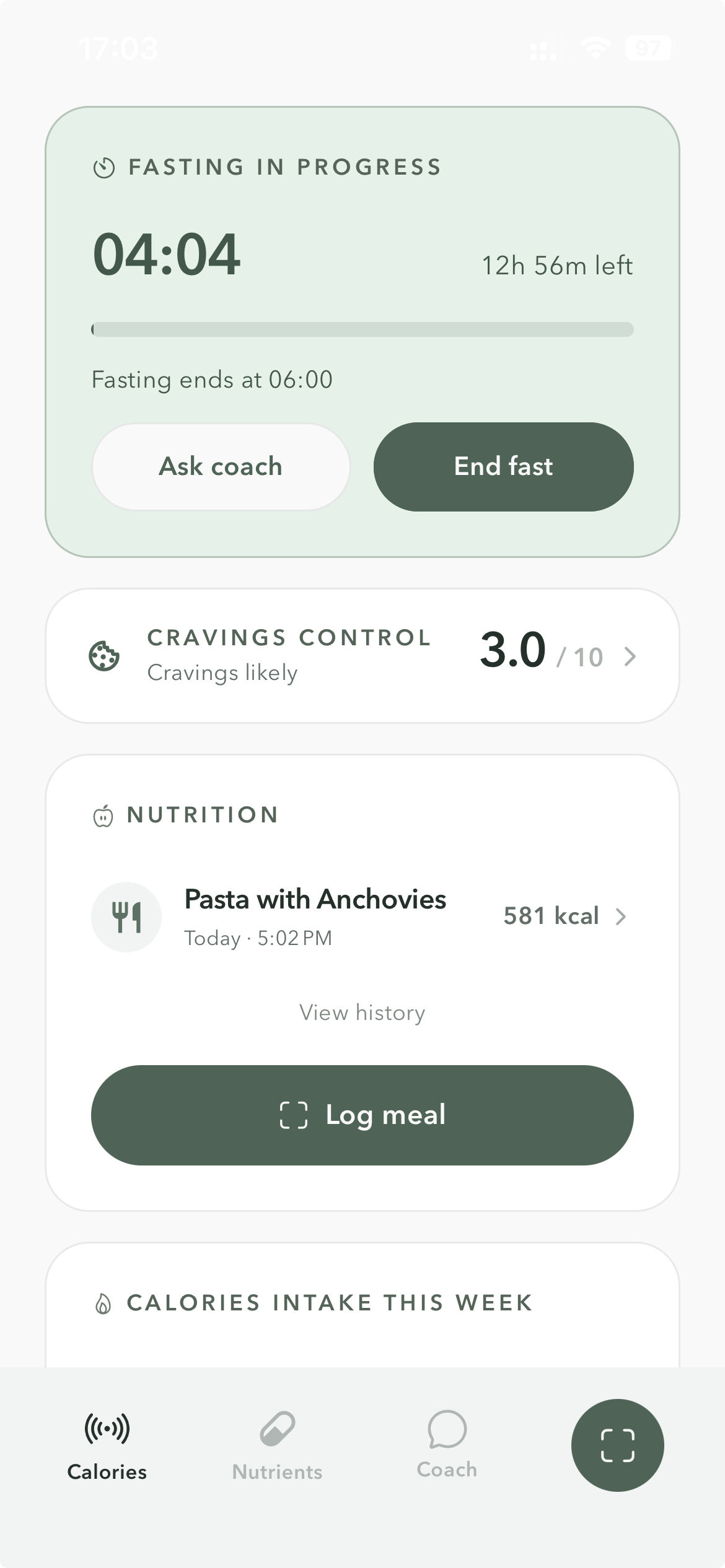 MagicBite fasting and meal logging dashboard
